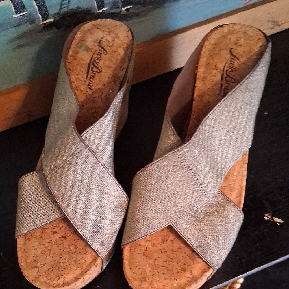 Lucky Brand Silver Mules with Criss-Cross Design